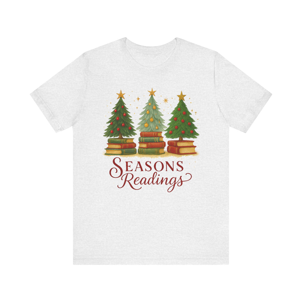 Seasons Readings Book Lover Christmas Shirt, Cozy Holiday Tee for Readers and Librarians