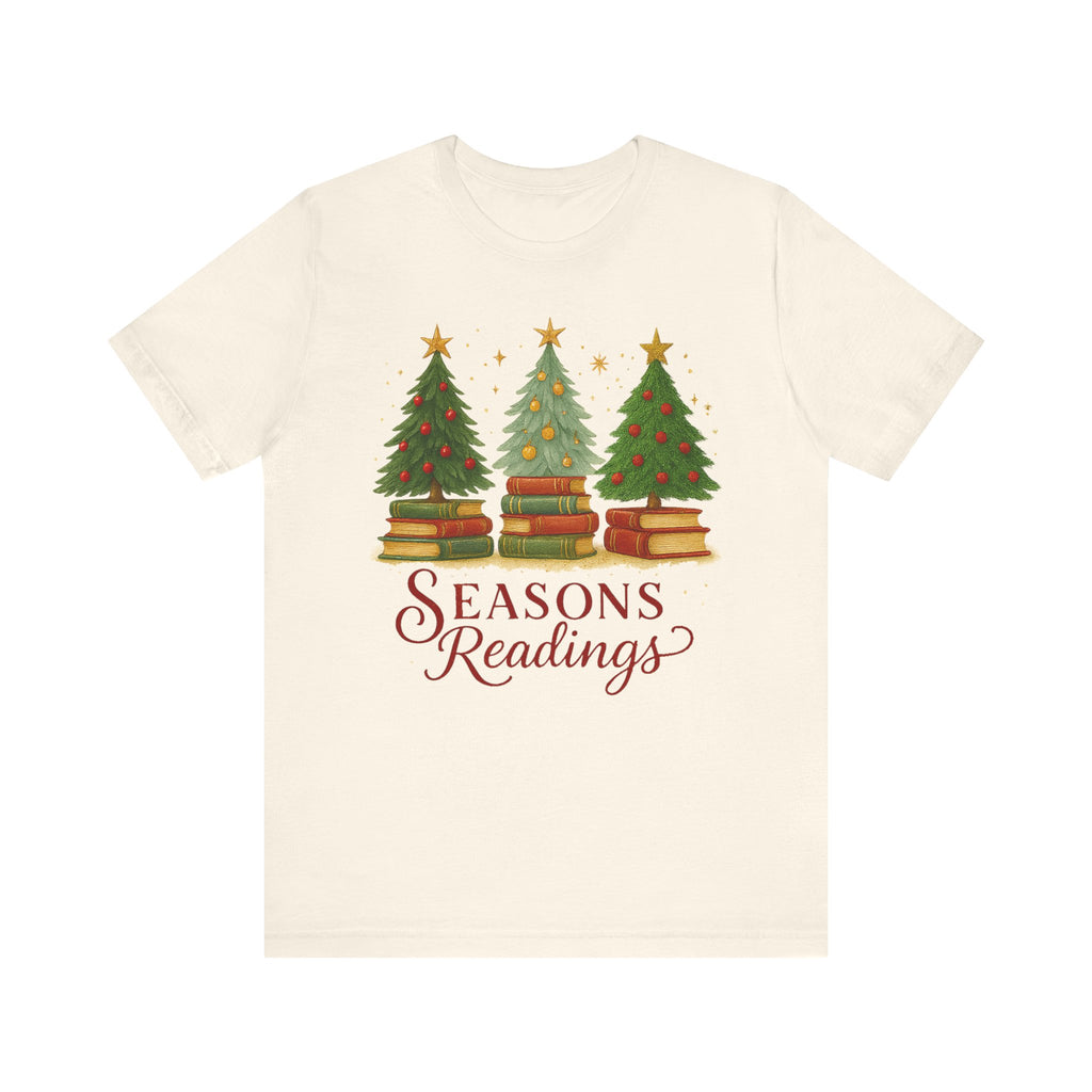 Seasons Readings Book Lover Christmas Shirt, Cozy Holiday Tee for Readers and Librarians