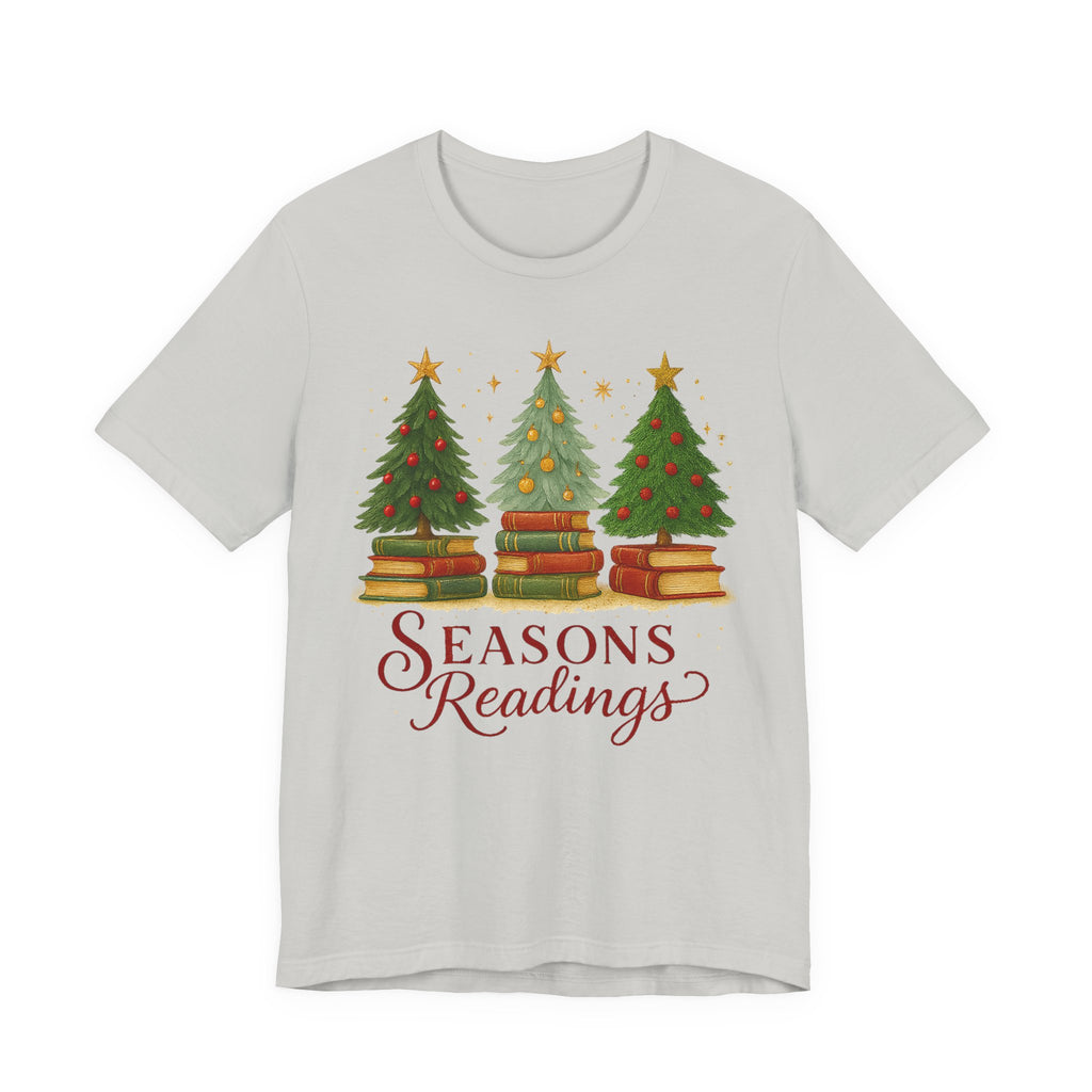 Seasons Readings Book Lover Christmas Shirt, Cozy Holiday Tee for Readers and Librarians
