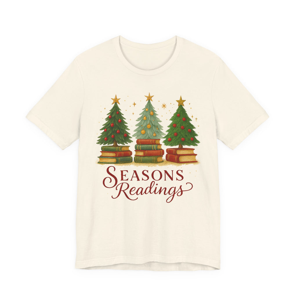 Seasons Readings Book Lover Christmas Shirt, Cozy Holiday Tee for Readers and Librarians