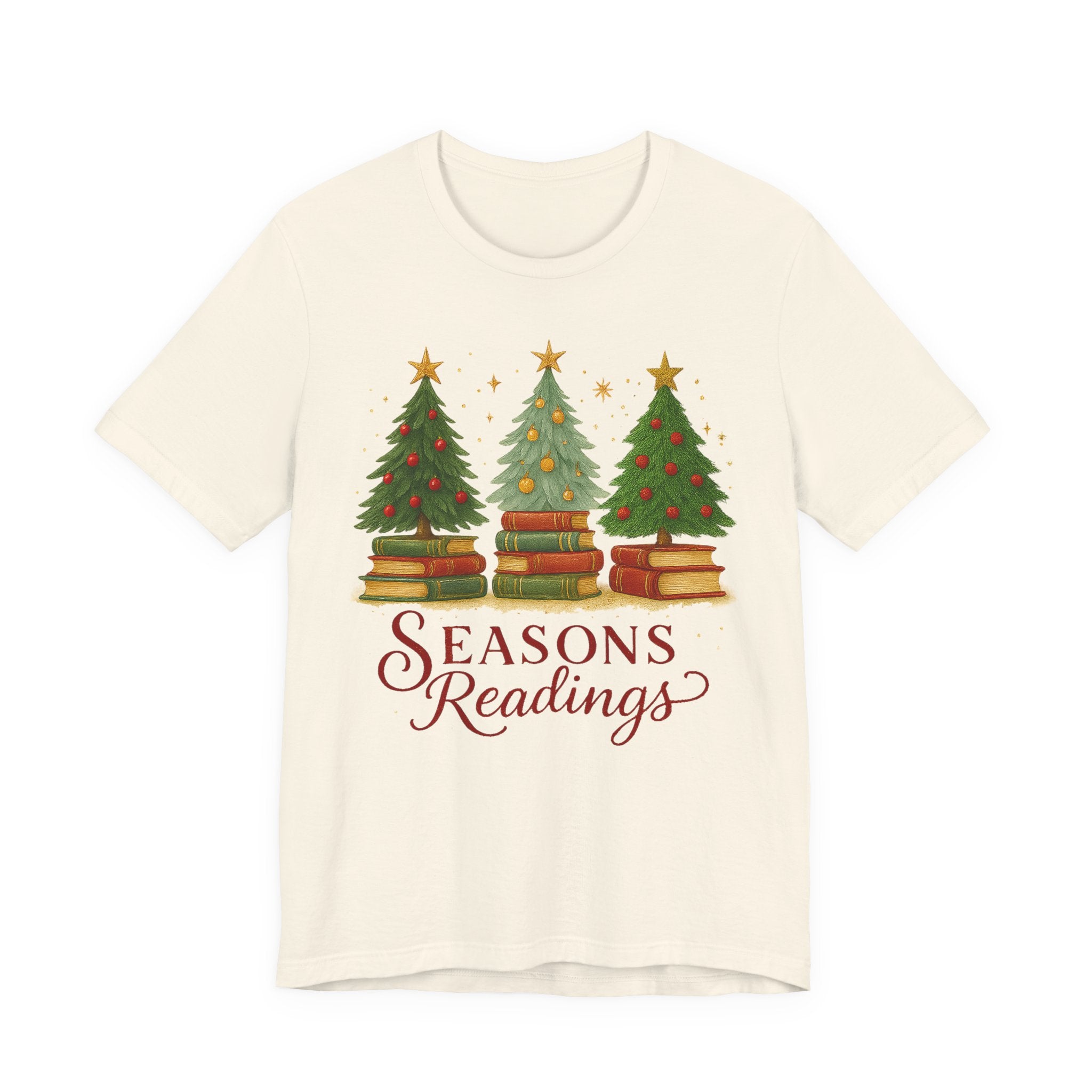 Seasons Readings Book Lover Christmas Shirt, Cozy Holiday Tee for Readers and Librarians
