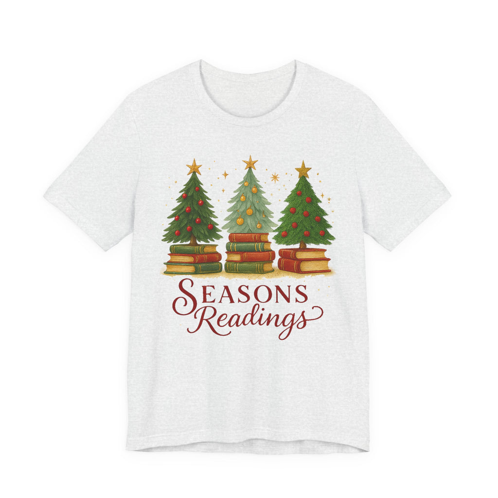 Seasons Readings Book Lover Christmas Shirt, Cozy Holiday Tee for Readers and Librarians