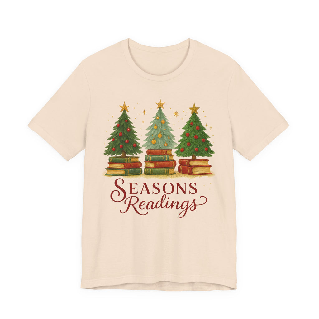Seasons Readings Book Lover Christmas Shirt, Cozy Holiday Tee for Readers and Librarians
