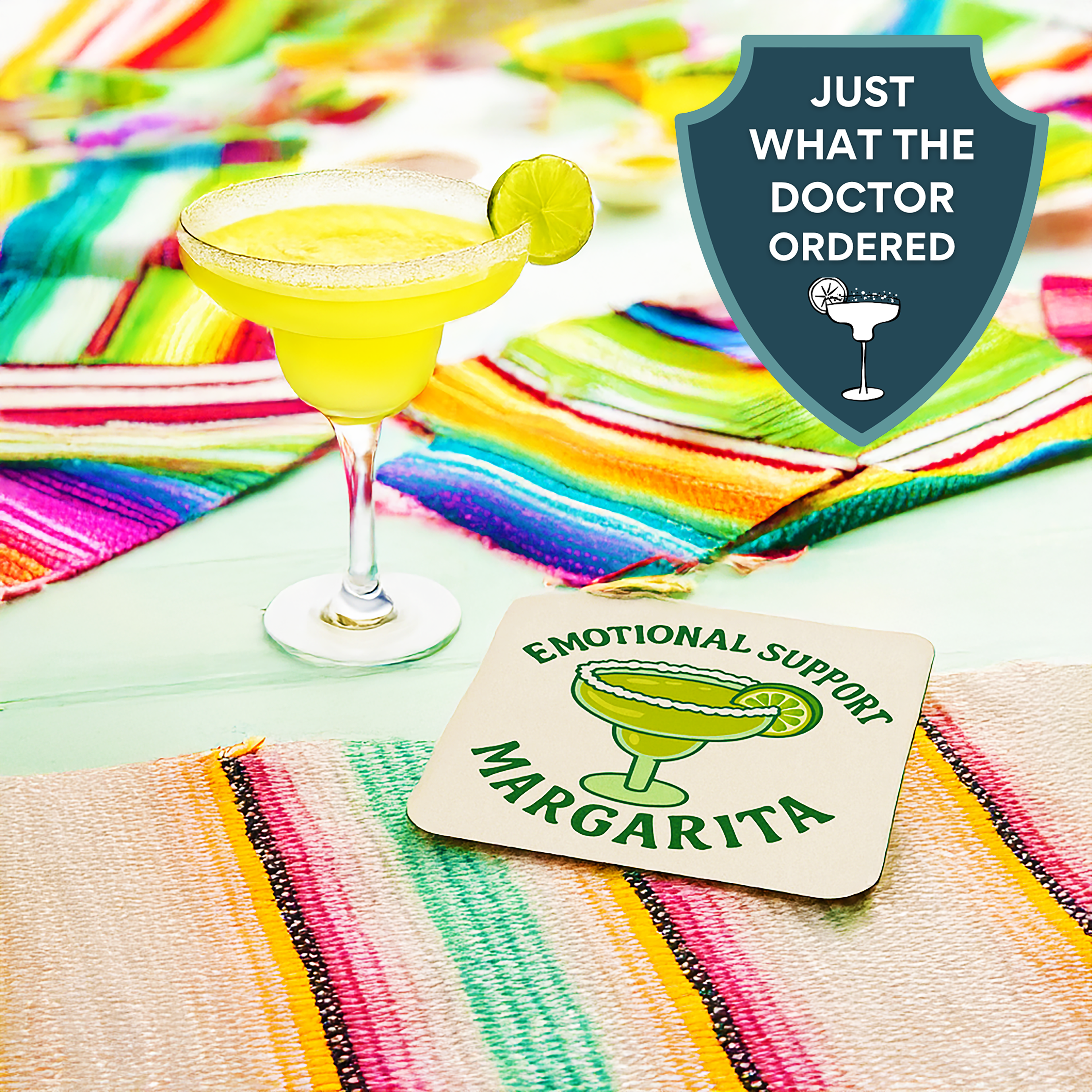 Emotional Support Margarita Coaster Set (4-Pack) — Funny Cocktail Coasters for Party Lovers