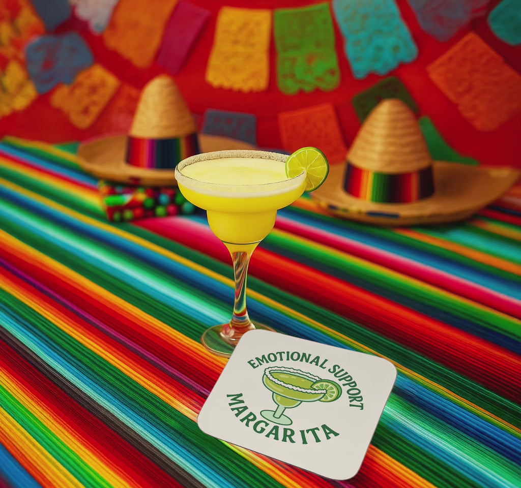 Emotional Support Margarita Coaster Set (4-Pack) — Funny Cocktail Coasters for Party Lovers